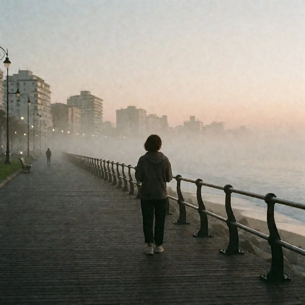 Costa de Miraflores al amanecer con niebla
