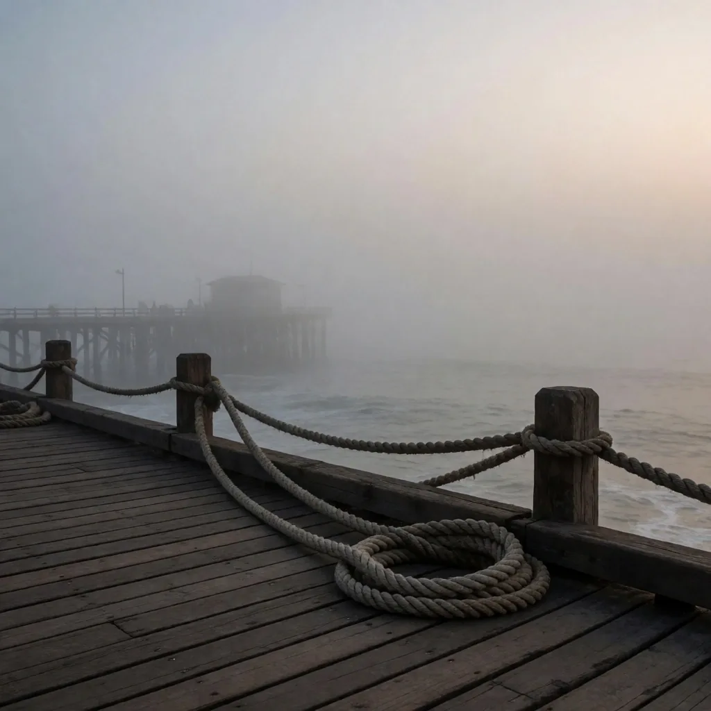 Niebla matutina sobre el malecón de Miraflores en Lima