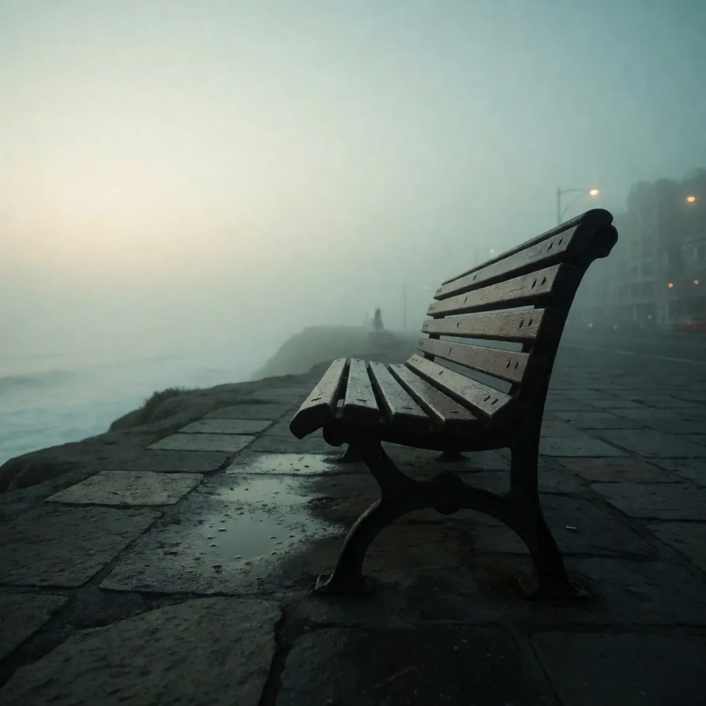Niebla matutina sobre el malecón de Miraflores en Lima