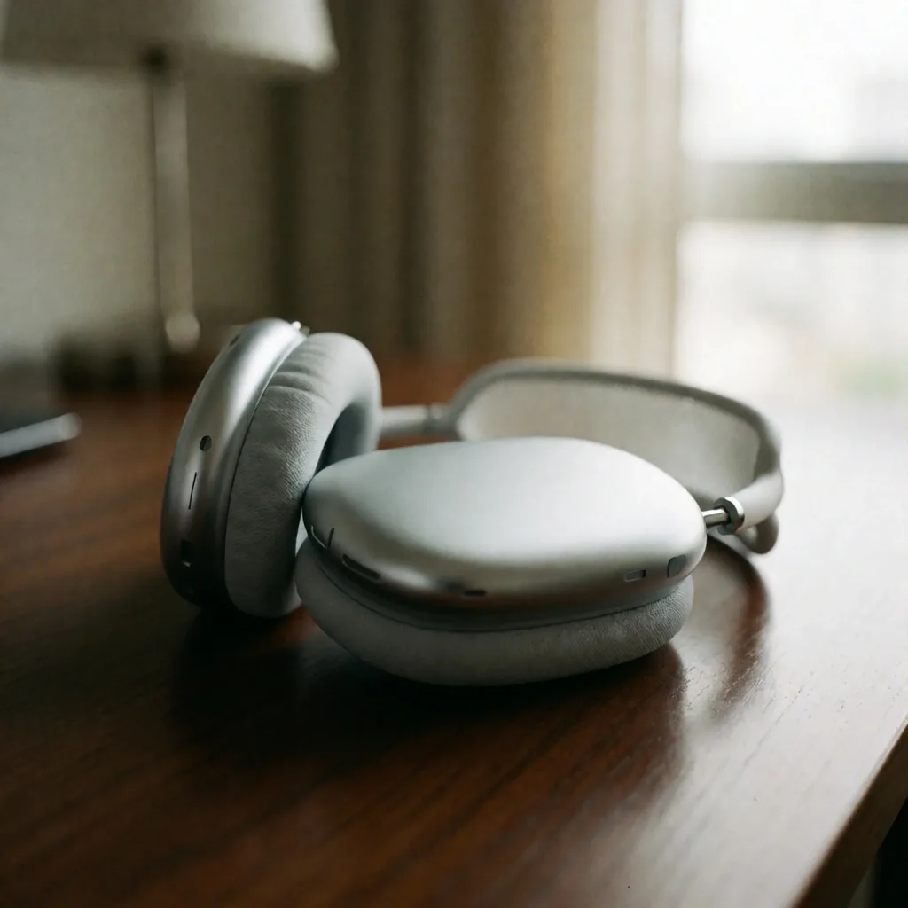 Auriculares sobre un escritorio en un espacio tranquilo