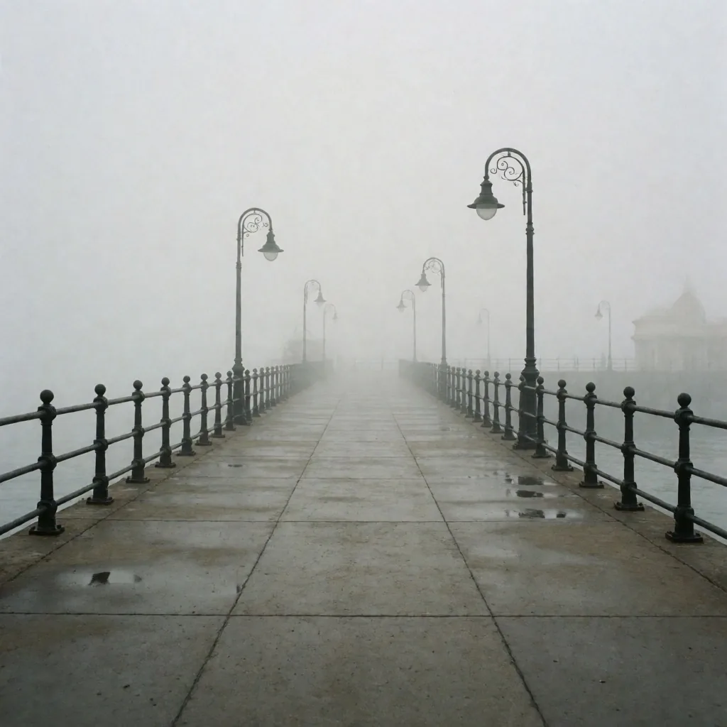 Niebla matutina sobre el malecón de Miraflores en Lima